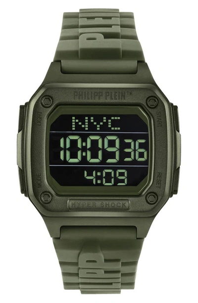 Philipp Plein Hyper $hock Silicone Strap Square Watch, 44mm In Ip Gunmetal