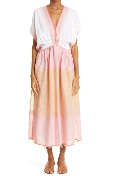 Lemlem Tila Plunge Neck Cover-up Dress In Rose Shimmer