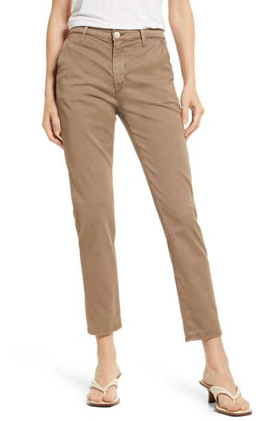 Ag Caden Crop Twill Trousers In Sulfur Soft Fawn