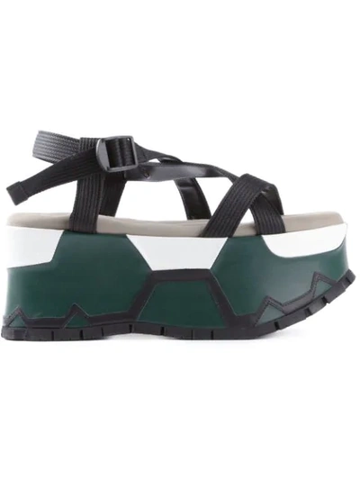 Marni Canvas Platform Sandals In Black