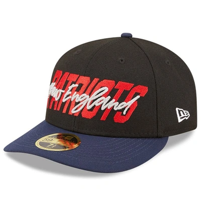 New Era Men's  Black, Navy New England Patriots 2022 Nfl Draft Low Profile 59fifty Fitted Hat In Black,navy