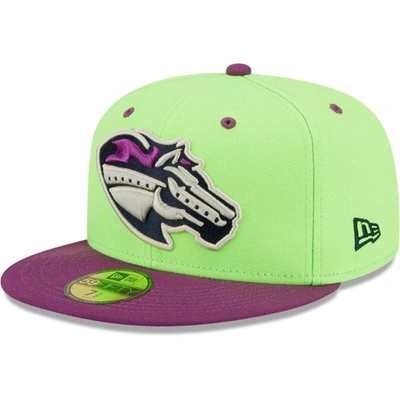 New Era Green Caballos De Stockton Copa De La Diversion 59fifty Fitted Hat In Green,purple