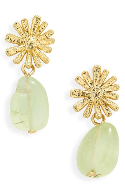 Madewell Mojave Daisy Jade Drop Earrings In Vintage Gold