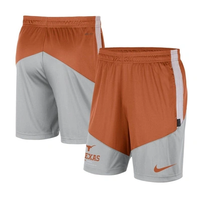Nike Men's  Texas Orange, Gray Texas Longhorns Team Performance Knit Shorts In Texas Orange,gray