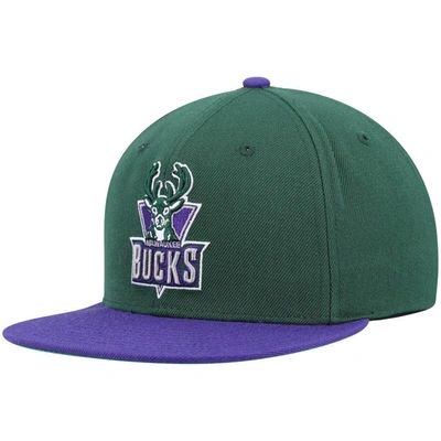 Mitchell & Ness Men's  Green And Purple Milwaukee Bucks Hardwood Classics Team Two-tone 2.0 Snapback In Green,purple