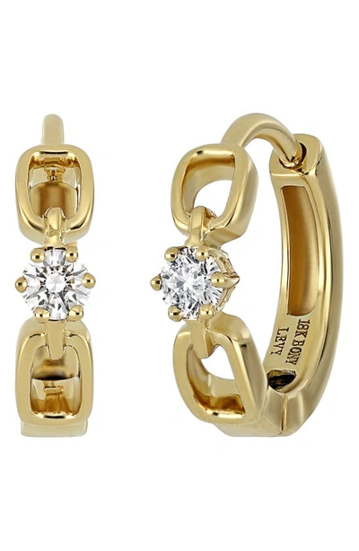 Bony Levy Varda Solitaire Diamond Link Huggie Hoop Earrings In 18k Yellow Gold