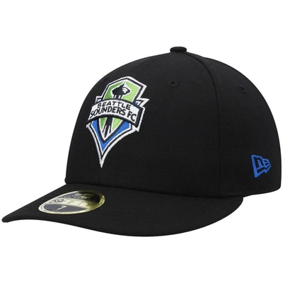 New Era Black Seattle Sounders Fc Primary Logo Low Profile 59fifty Fitted Hat