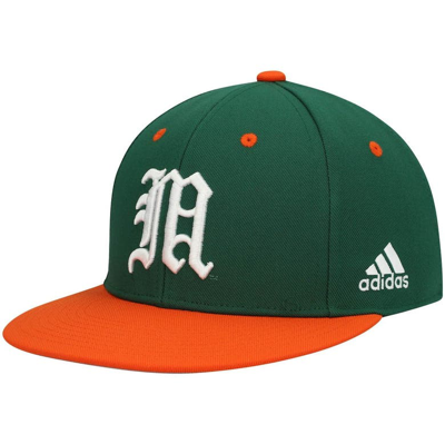 Adidas Originals Adidas Green Miami Hurricanes On-field Baseball Fitted Hat In Green,orange