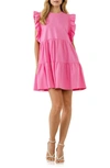English Factory Ruffle Cotton Babydoll Minidress In Pink