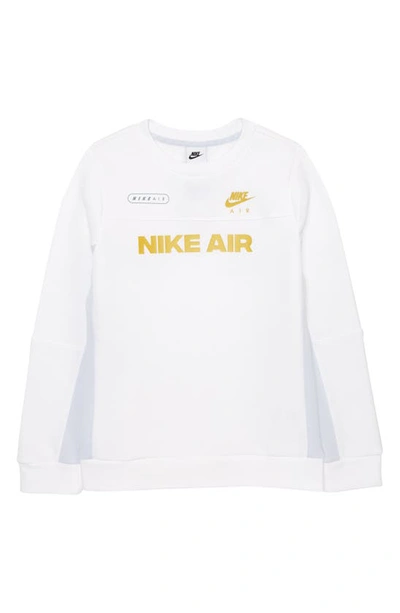Nike Kids' Air Crewneck Sweatshirt In White/ Grey/ Vivid Sulfur