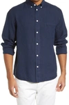 Billy Reid Tuscumbia Standard Fit Linen Button-down Shirt In Midnight Blue