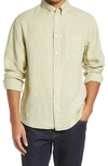 Billy Reid Tuscumbia Standard Fit Linen Button-down Shirt In Sea Grass