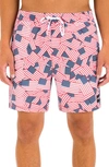 Hurley Cannonball Volley Swim Trunks In True Red