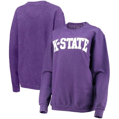 Pressbox Purple Kansas State Wildcats Comfy Cord Vintage Wash Basic Arch Pullover Sweatshirt