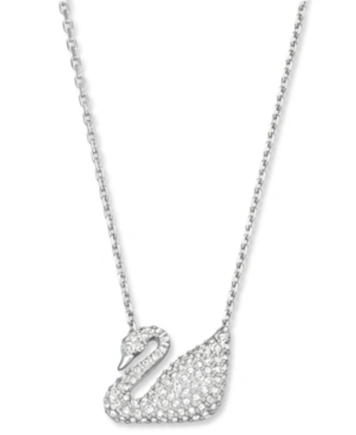 Swarovski 16" Silver Tone Crystal Swan Pendant Necklace