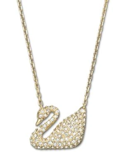 Swarovski Crystal Swan Pendant Necklace In Gold