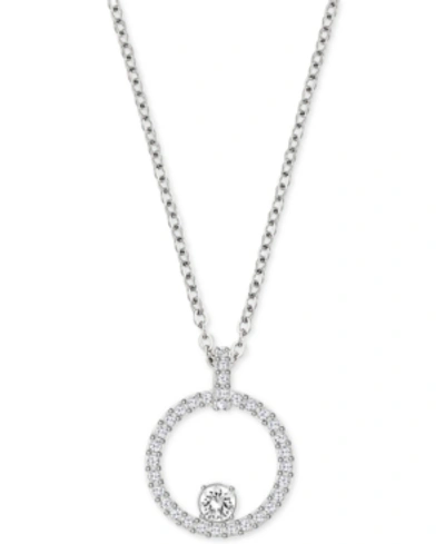 Swarovski Pave Circle Crystal Pendant Necklace In White