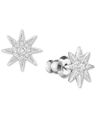Swarovski Silver-tone Pave Star Stud Earrings