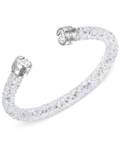 Swarovski Silver-tone Black Crystal And Crystaldust Open Cuff Bracelet In White