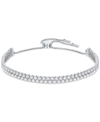 Swarovski Pave Crystal Slider Bracelet In Silver - Clear