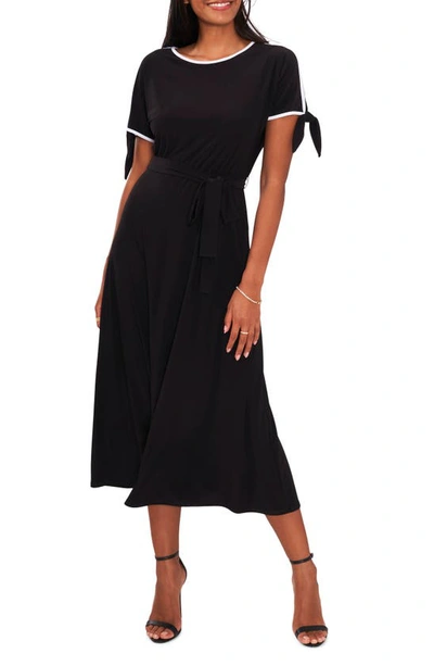 Chaus Tie Sleeve Midi Dress In Black/ White