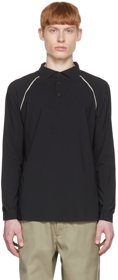 Gr10k Black Nylon Long Sleeve Polo