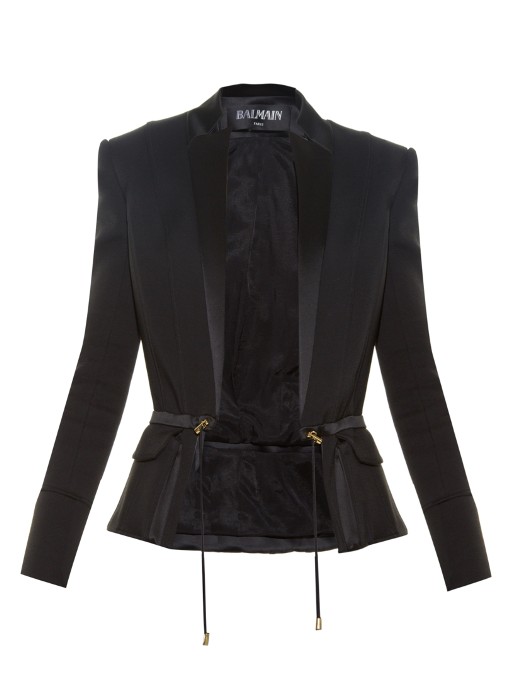 Balmain Satin-lapel Cady Blazer In Black | ModeSens