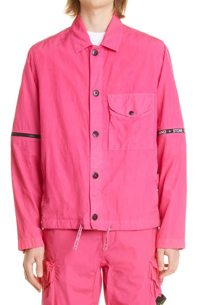 Stone Island Convertible Shirt Jacket In Fuchsia