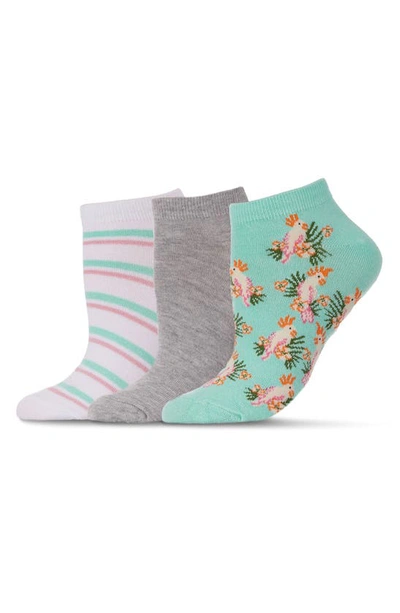 Memoi Assorted 3-pack Cockatoo Socks In Lichen
