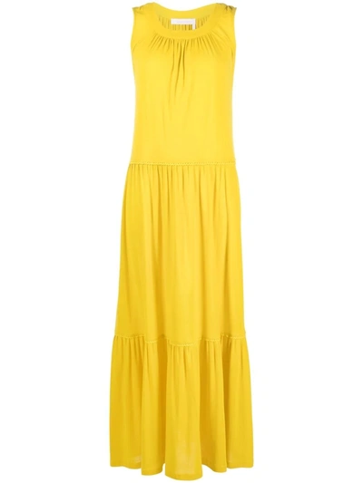 See By Chloé Crochet-trimmed Tiered Cotton-gauze Maxi Dress In Yellow