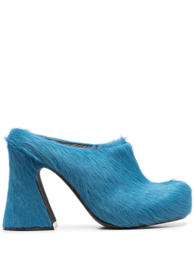 Marni Textured 115mm Mules In Blue