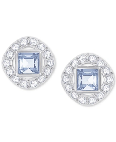 Swarovski Square Crystal Halo Stud Earrings In Blue