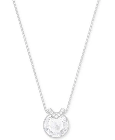 Swarovski Crystal And Pave Pendant Necklace In Silver