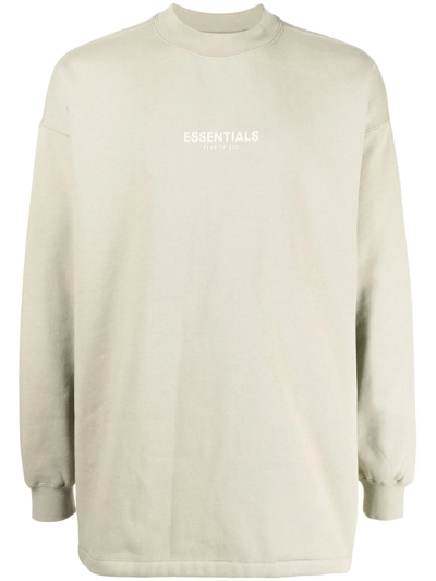 Essentials Logo-print Crew-neck Jumper In Grün