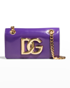 Dolce & Gabbana Dg Logo Patent Chain Crossbody Bag In Violetto