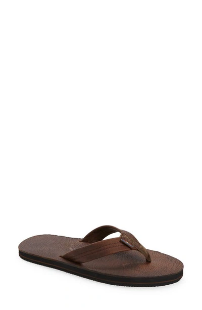 Rainbow Single Layer Leather Sandal In Brown