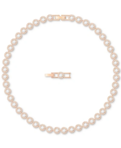 Swarovski Rose Gold-tone Crystal Halo All-around Collar Necklace In Gold Tone,pink,rose Gold Tone