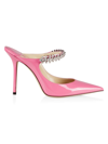 Jimmy Choo Bing 100 Crystal-embellished Patent-leather Mules In Pink