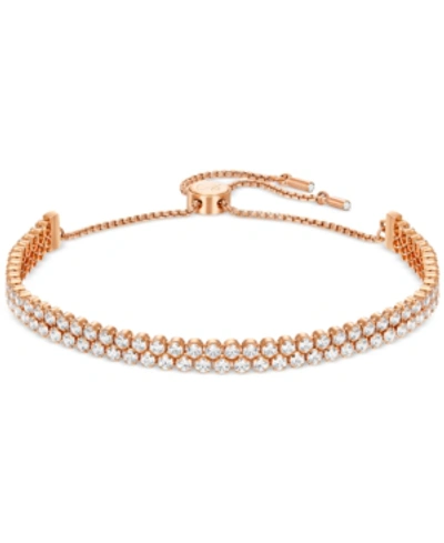 Swarovski Pave Crystal Slider Bracelet In Rose Gold - Clear