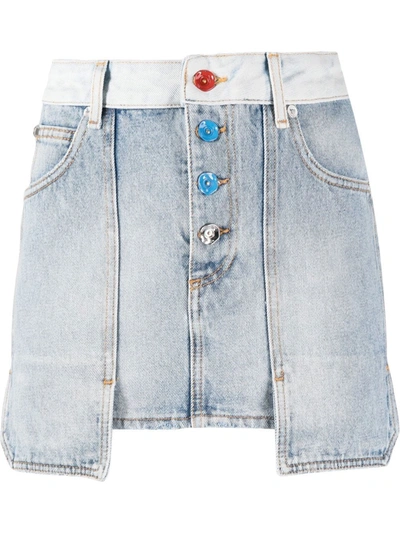 Off-white Inside Out Mid-waist Denim Mini Skirt In Blue