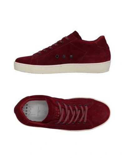 Leather Crown Sneakers In Maroon