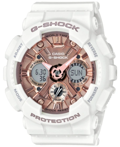 G-shock Women's S Series Analog-digital White And Rose Gold-tone Watch 46mm Gmas120mf7a2