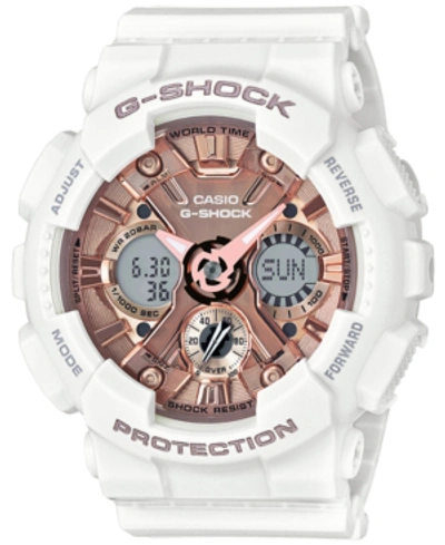 G-shock Women's S Series Analog-digital White And Rose Gold-tone Watch 46mm Gmas120mf7a2 In Rose/white