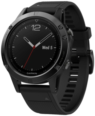 Garmin Fenix 5 Sapphire Multisport Gps Smart Tracker Silicone Strap Watch, 47mm In Sapphire Black