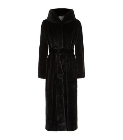 Lilly E Violetta Fur Hooded Maxi Coat In Black