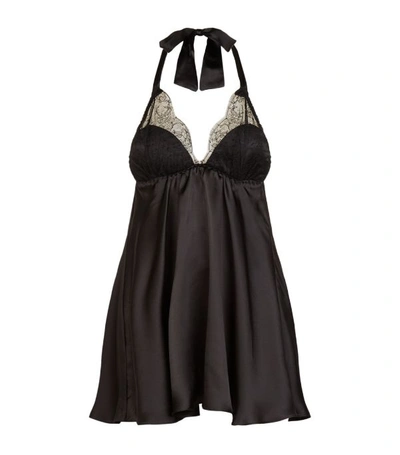 Gilda & Pearl Lovers Of Montparnasse Silk Babydoll In Black