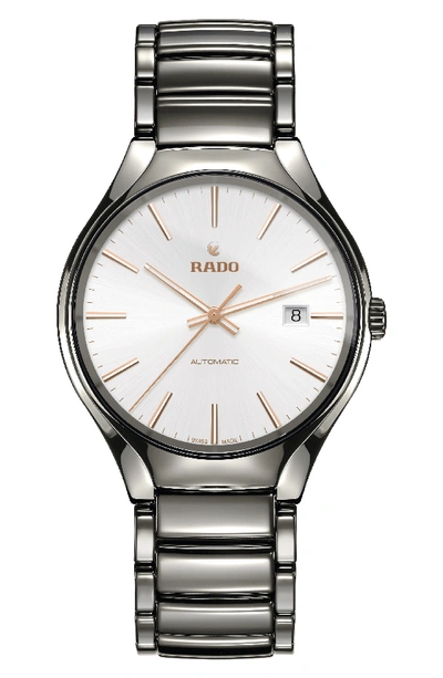 Rado True Automatic Ceramic Bracelet Watch, 40mm In Plasma/ White/ Plasma