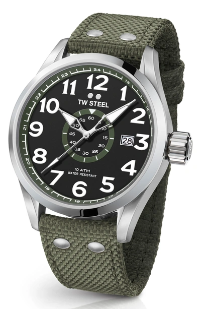 Tw Steel Volante Textile Strap Watch, 45mm In Green/ Black/ Silver