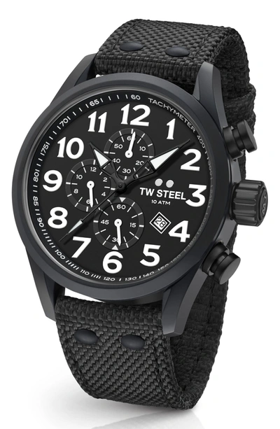 Tw Steel Volante Chronograph Web Strap Watch, 45mm In Black