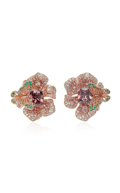 Anabela Chan Rose Peony Earrings In Brown